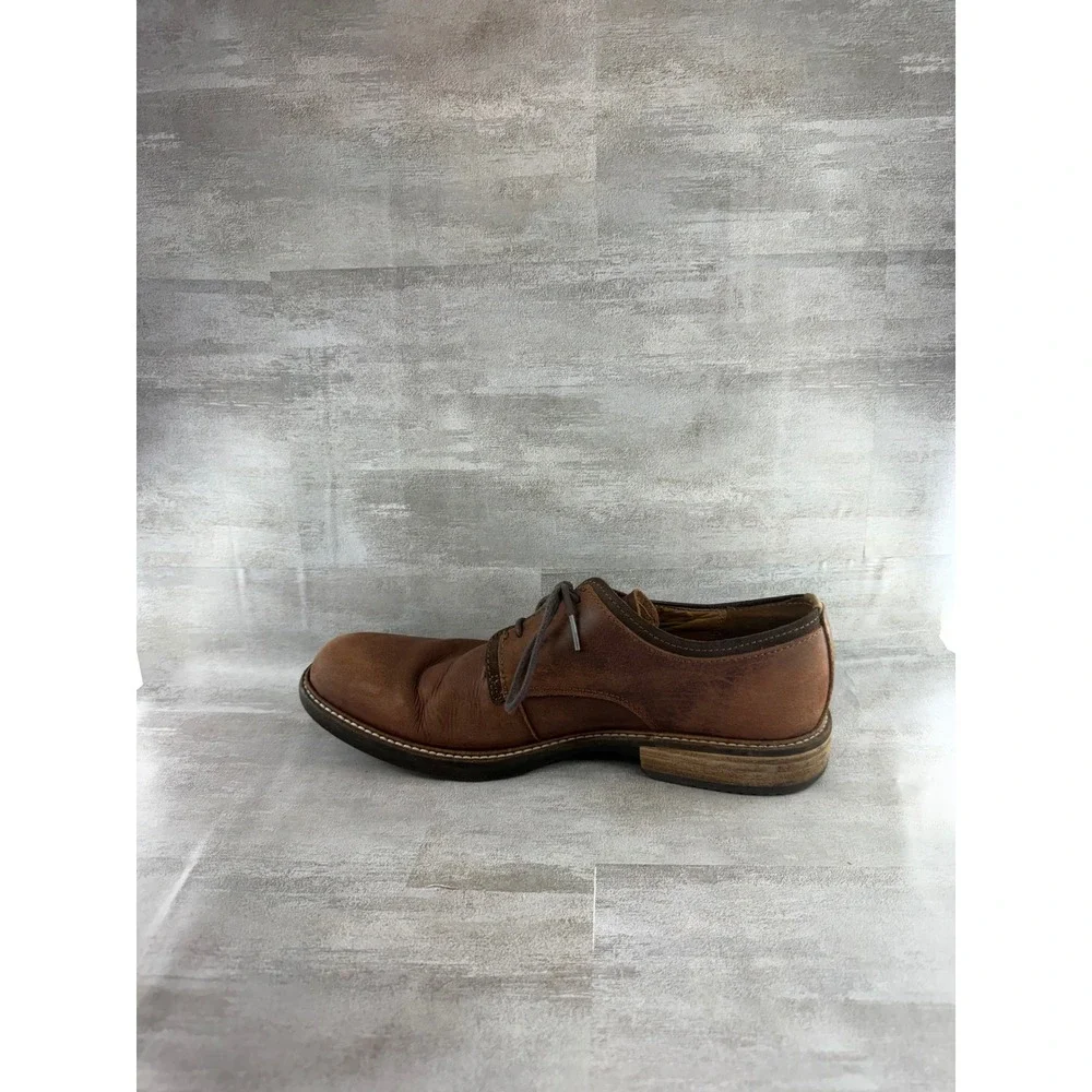 Ecco Men Brown Leather Derby Shoes Lace Up Shock Point 512094 Size 43 US 9